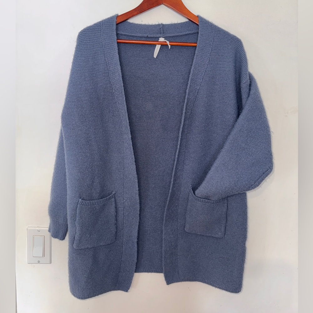 Dreamers Cozy Knit Cardigan | Soft Blue Oversized | Minimalist Casual | M